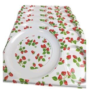 Vintage Strawberry Fields Lunch Dinner TV Trays Picnic Plastic Set Of 5